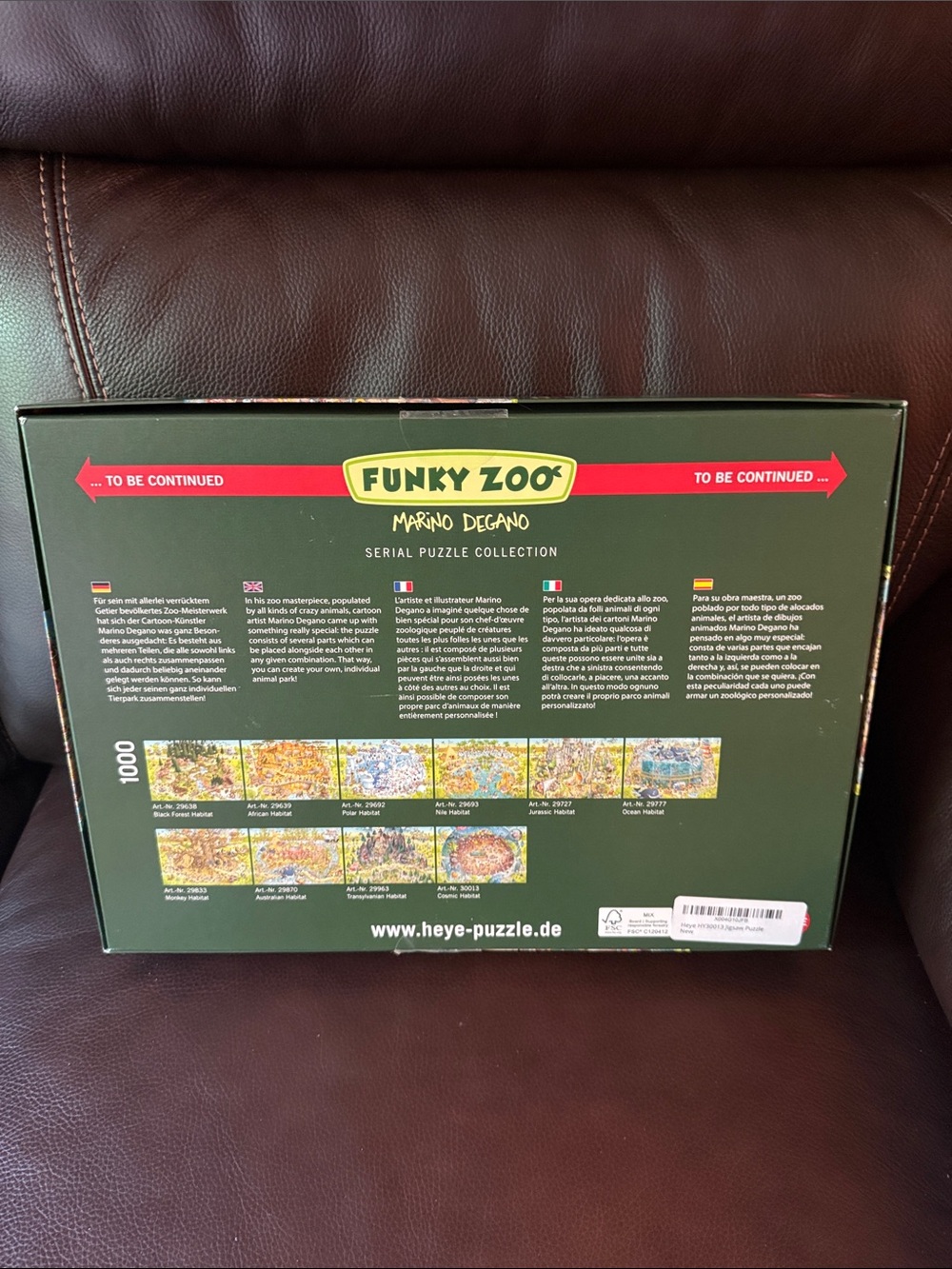 HeYe Funky Zoo cosmic habitat 1000-Piece Jigsaw Puzzle. Very good condition - Picture 2 of 4